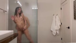 Steamy Glass Shower: Hot Couple on Vacation