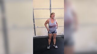 Busty gym flasher