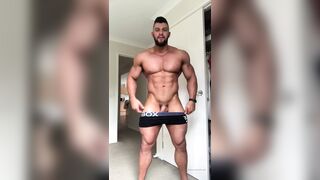 Aussie beefy bodybuilder Nath Wyld teasing