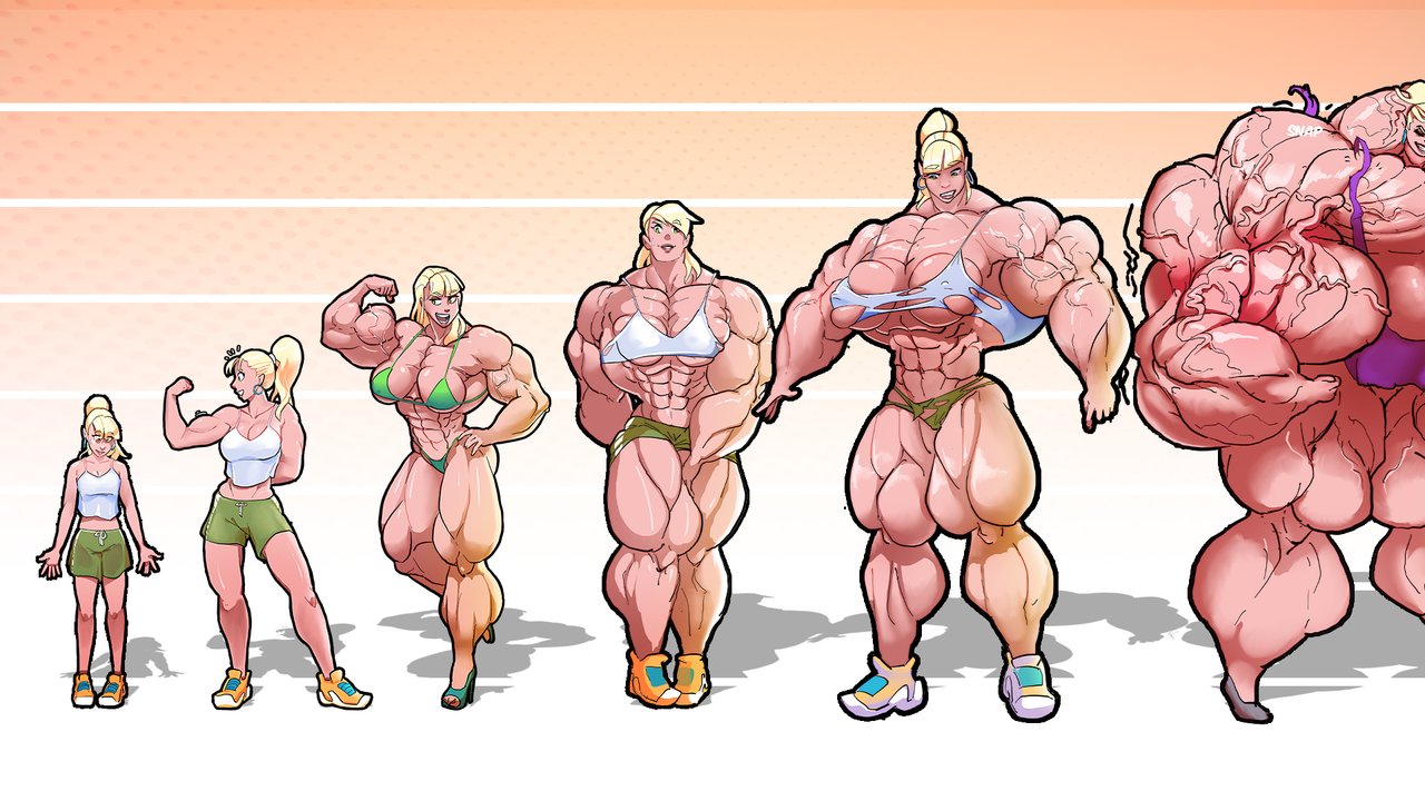 Nude female cartoon muscle